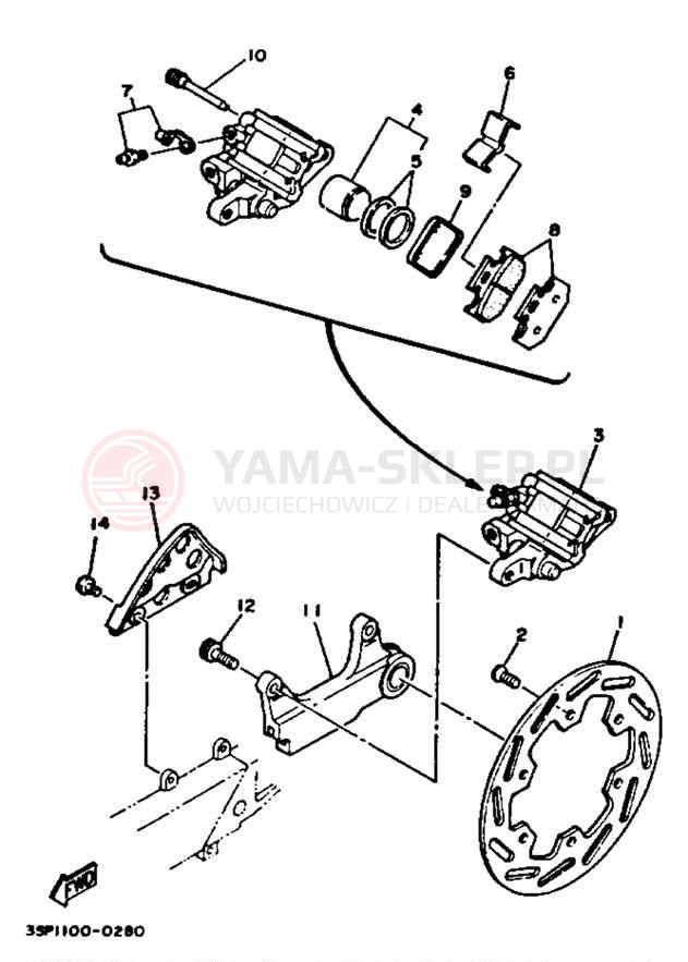 Schemat "Zacisk hamulcowy tylny" do Yamaha YZ250 YZ250B1