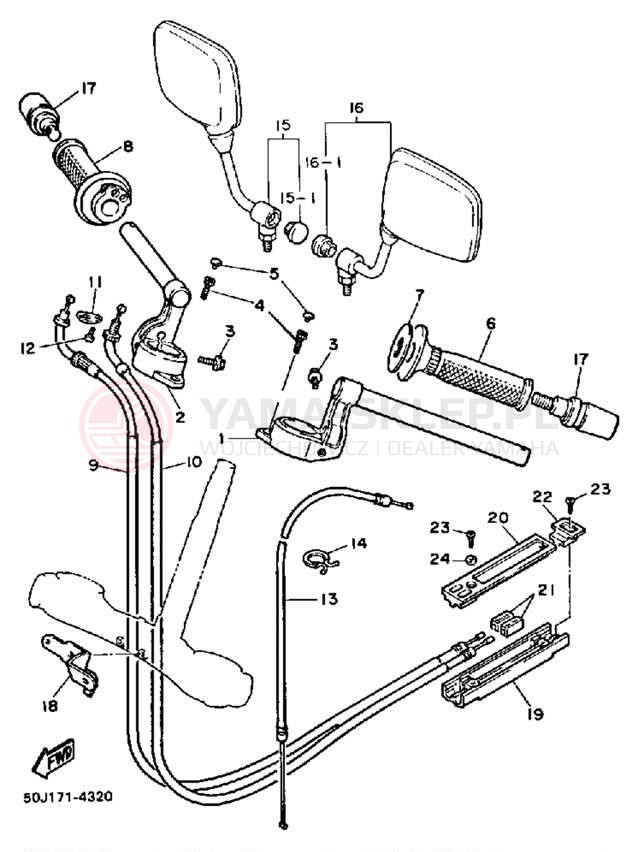 Schemat "Kierownica i osprzęt" do Yamaha FJ1100NC/FJ1100N