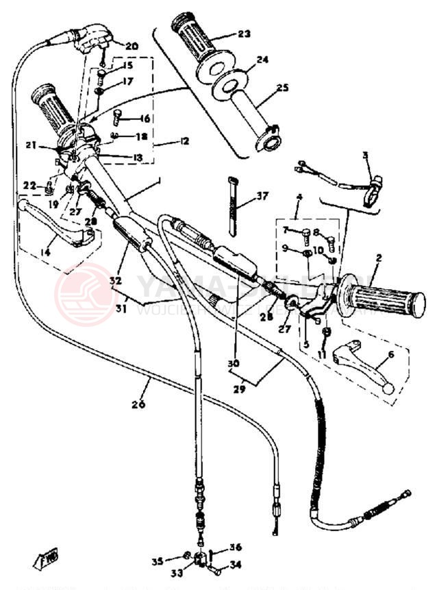 Schemat "Kierownica i osprzęt" do Yamaha YZ250D