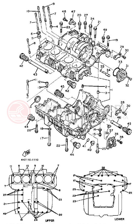 Schemat "Obudowa silnika" do Yamaha XJ650K