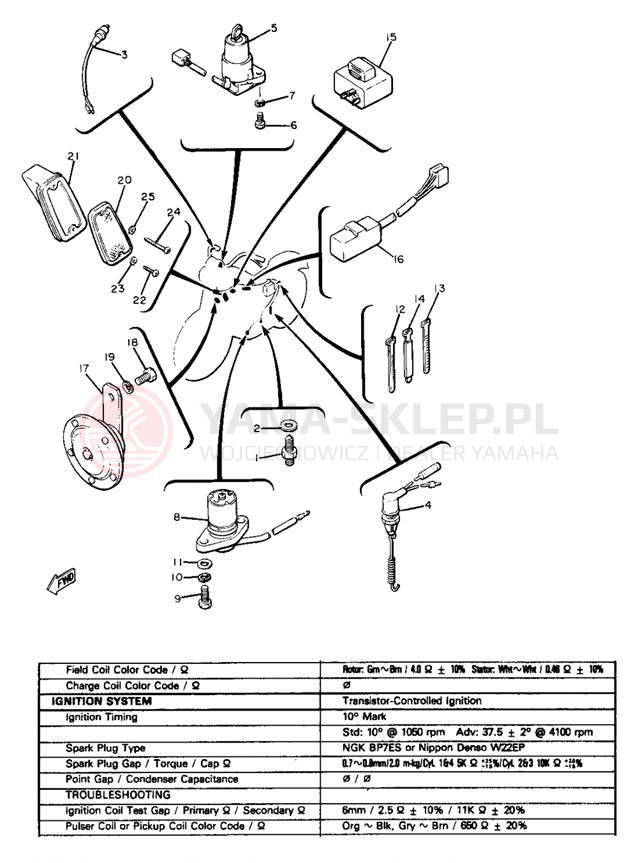 Schemat "układ elektryczny" do Yamaha XJ650LH