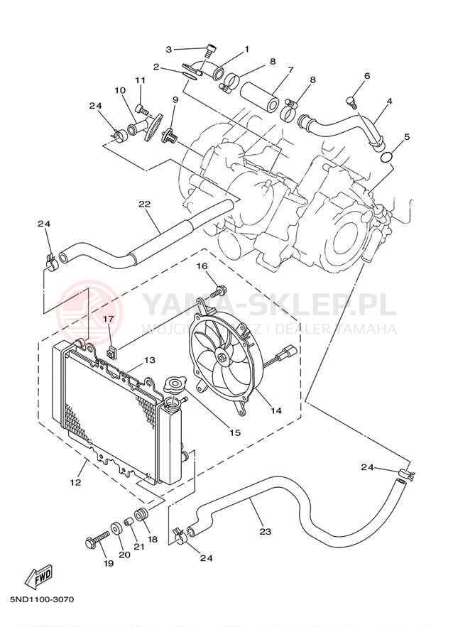 Schemat "Układ chlodzenia" do Yamaha KODIAK 400 4WD HUNTER YFM4FAHT