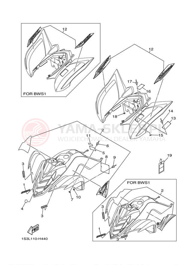 Schemat "naklejki" do Yamaha RAPTOR 700 R YFM70RYL/YFM70RYW