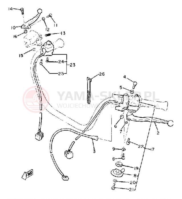 Schemat "Kierownica i osprzęt" do Yamaha VIRAGO 750 XV750H
