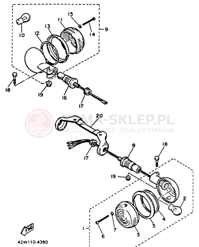 Schemat "kierunkowskazy" do Yamaha VIRAGO 750 XV750E/XV750EC