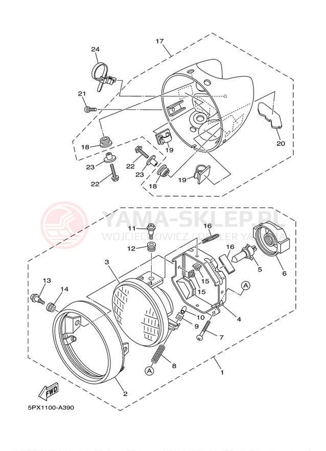 Schemat "Lampa przód" do Yamaha XV17PCP/XV17PCPC