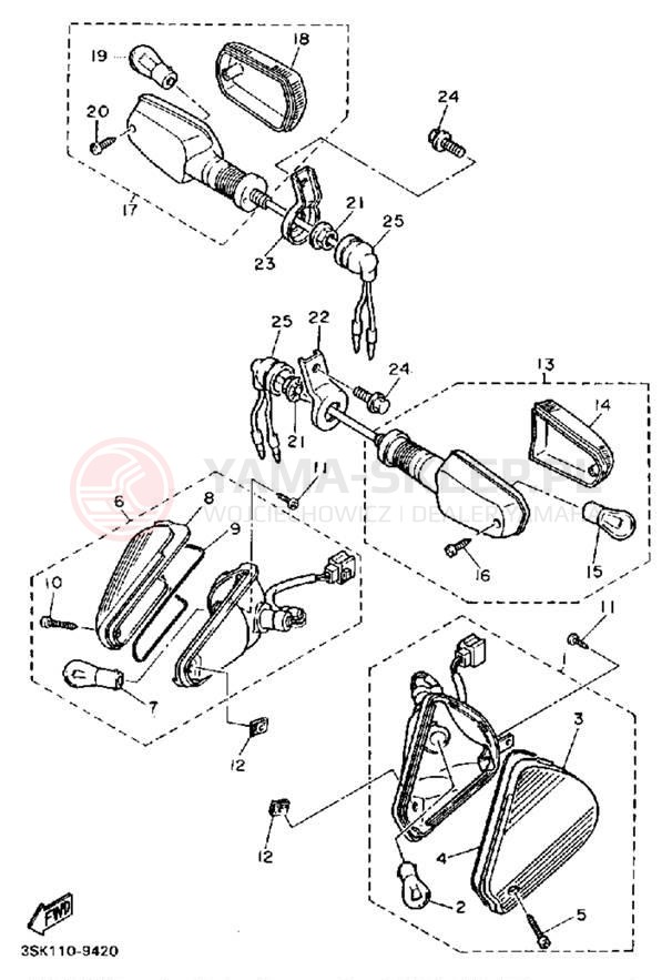 Schemat "kierunkowskazy" do Yamaha FJ1200A/FJ1200AC
