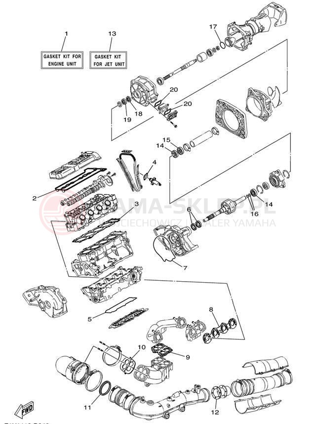 Schemat "Zestaw naprawczy" do Yamaha SX230High Output SRT1100D