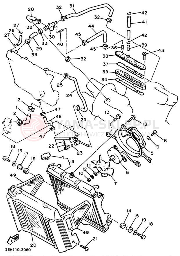 Schemat "Układ chlodzenia" do Yamaha XVZ12TDK