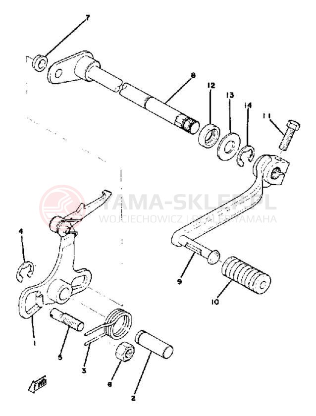 Schemat "Dźwignia zmiany biegów, wałek" do Yamaha GTMXC/GT80C