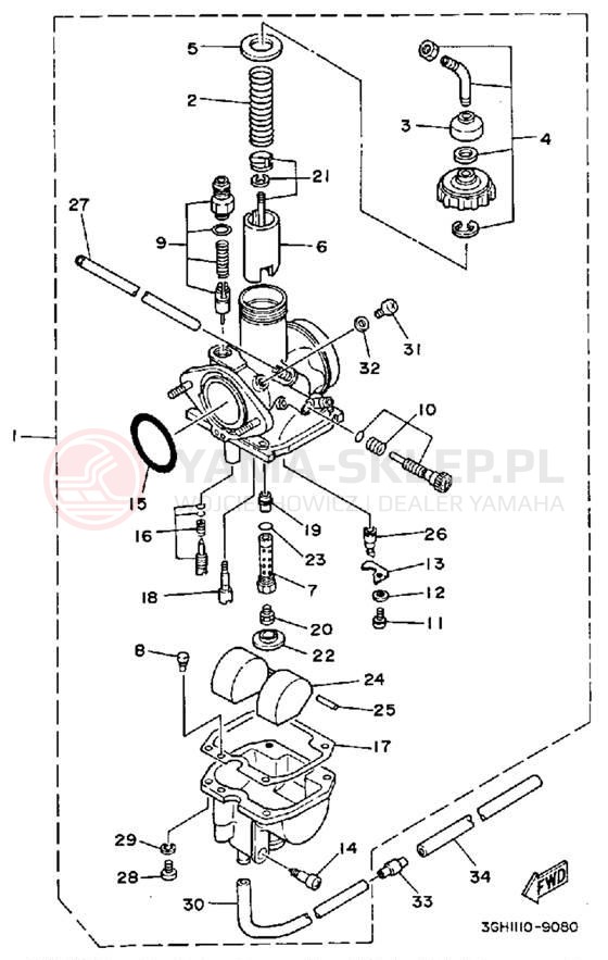 Schemat "Gaźnik" do Yamaha MOTO-4 YFM250B