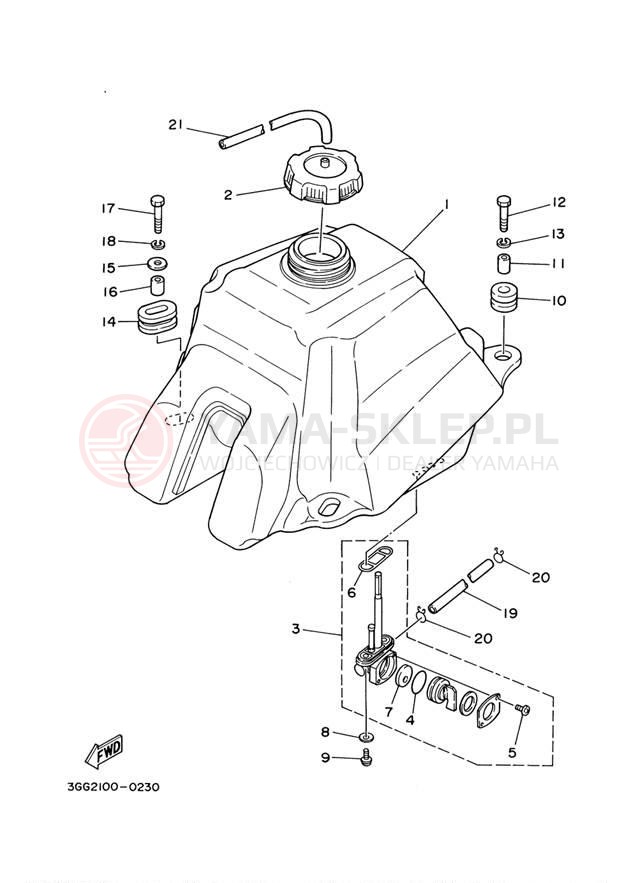 Schemat "zbiornik paliwa" do Yamaha BANSHEE YFZ350M