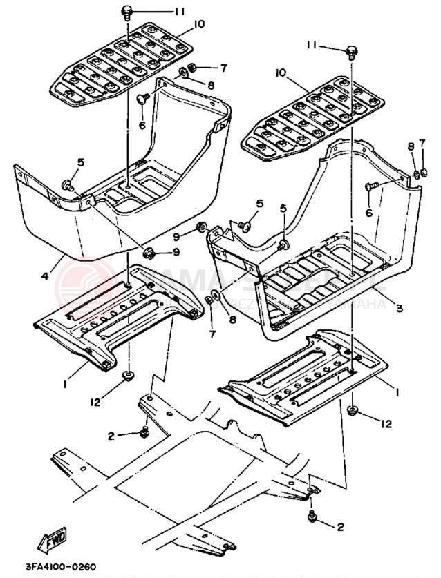 Schemat "Stopka postojowa i podnóżki" do Yamaha BREEZE YFA1B