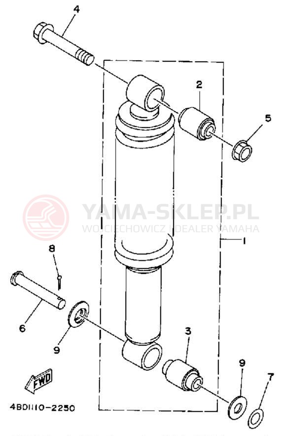 Schemat "zawieszenie tył" do Yamaha YFB250D_MN