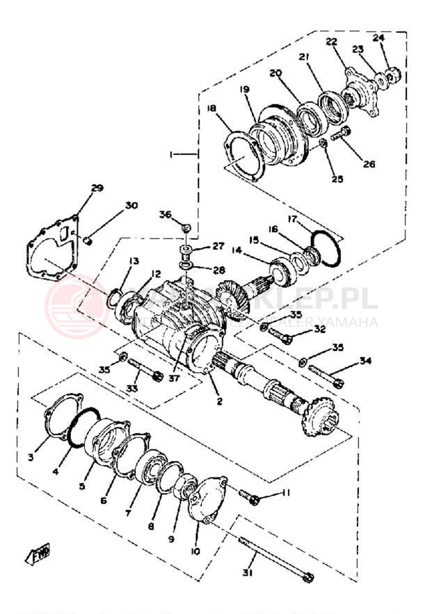 Schemat "Przeniesienie napędu" do Yamaha XS1100F