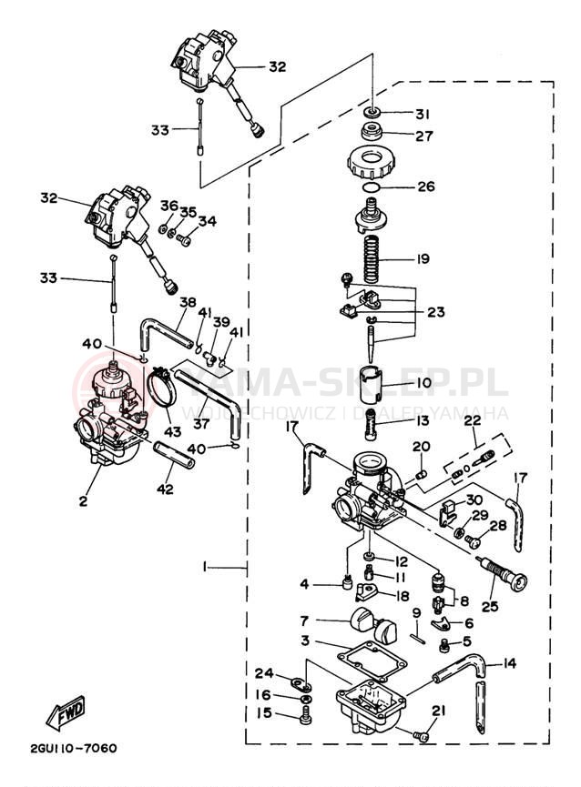 Schemat "Gaźnik" do Yamaha BANSHEE YFZ350K