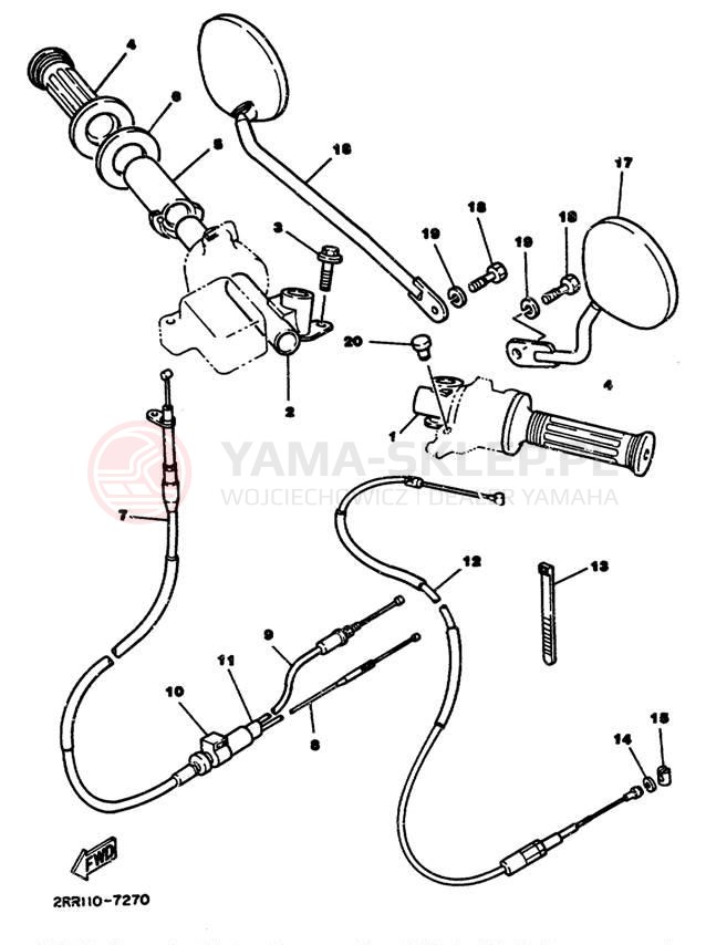 Schemat "Kierownica i osprzęt" do Yamaha YSR50T