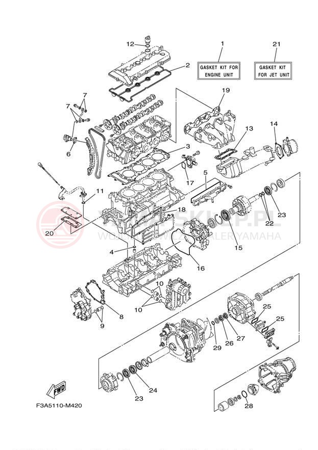 Schemat "Zestaw naprawczy" do Yamaha 212SS XAT1800CM