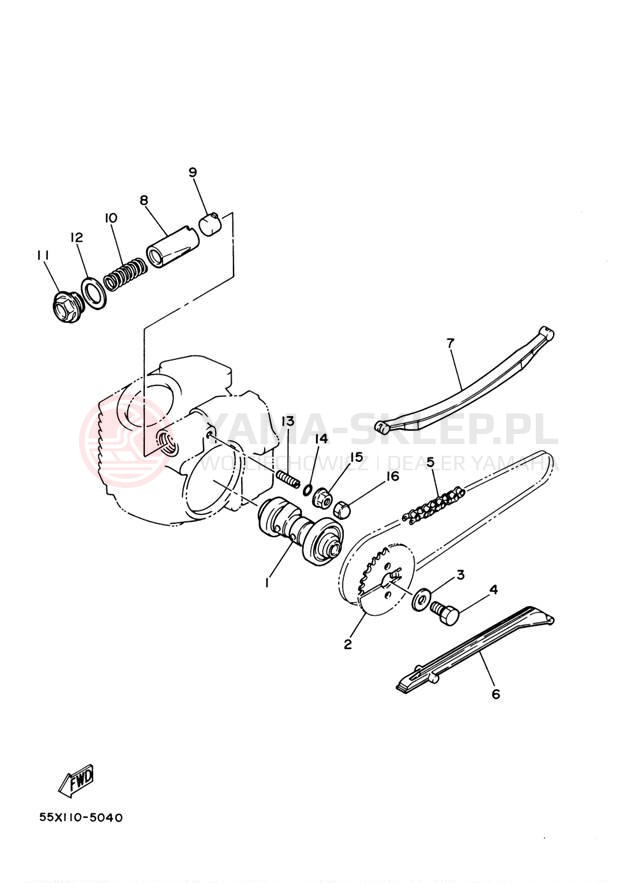 Schemat "Rozrząd - łańcuszek" do Yamaha GRIZZLY 80 HUNTER YFM80GHW