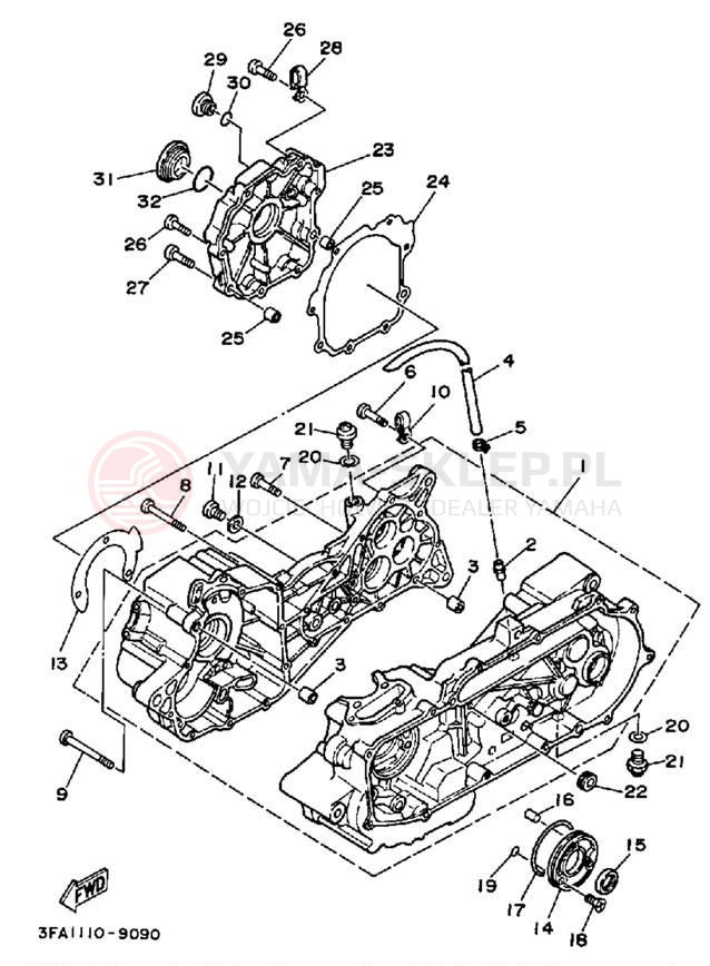 Schemat "Obudowa silnika" do Yamaha BREEZE YFA1B