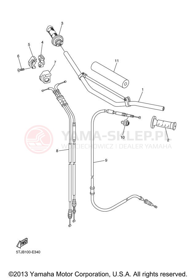 Schemat "Kierownica i osprzęt" do Yamaha WR450F WR450FV