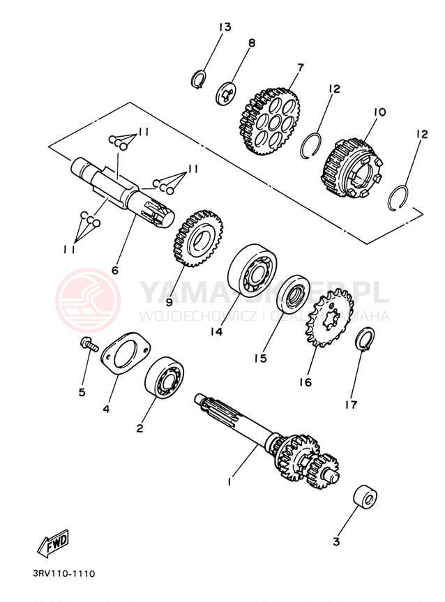 Schemat "Skrzynia biegów " do Yamaha Y-ZINGER PW80H