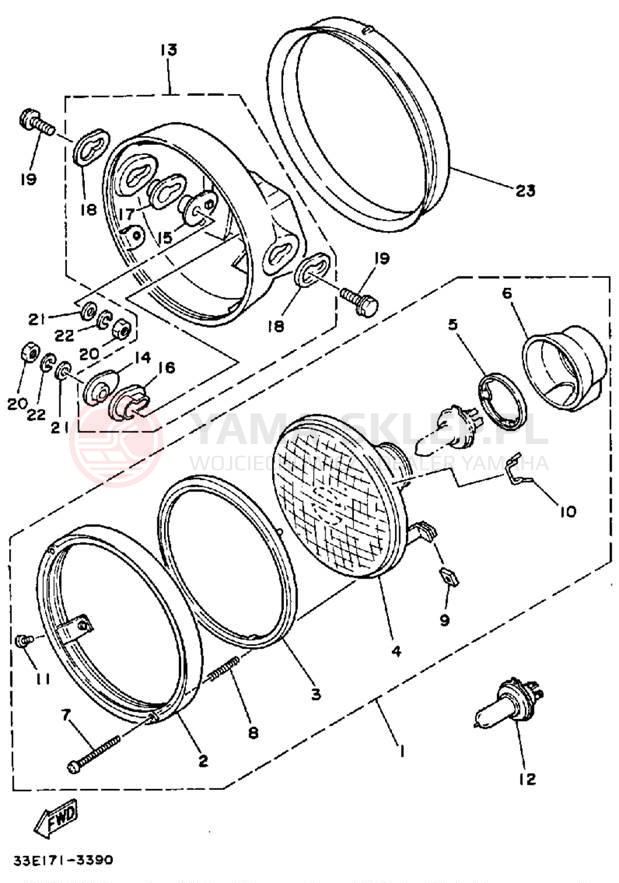 Schemat "Lampa przód" do Yamaha RZ350NCII/RZ350NC/RZ350N