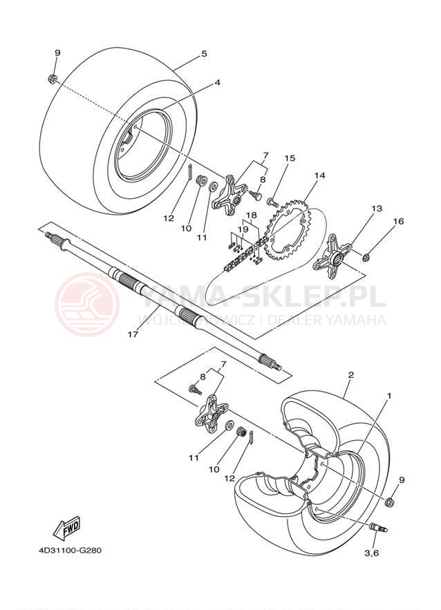 Schemat "Koło tył" do Yamaha RAPTOR 250 YFM25RXGY/YFM25RXL
