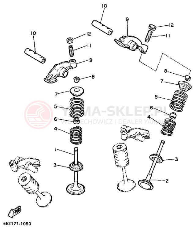 Schemat "zawory" do Yamaha VIRAGO 1000 XV1000LC/XV1000L