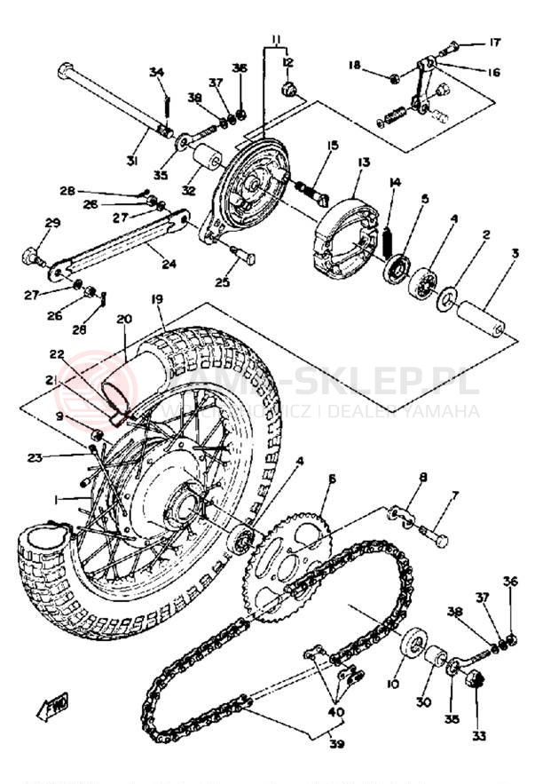 Schemat "Koło tył" do Yamaha DT80H