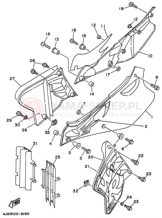 Schemat "Pokrywa boczna" do Yamaha WR250ZH