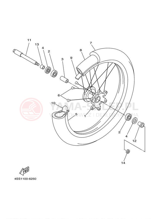 Schemat "Koło przód" do Yamaha YZ250 YZ250N1