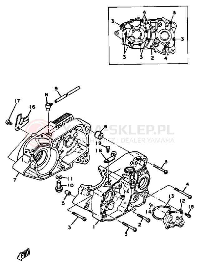Schemat "Obudowa silnika" do Yamaha DT100K