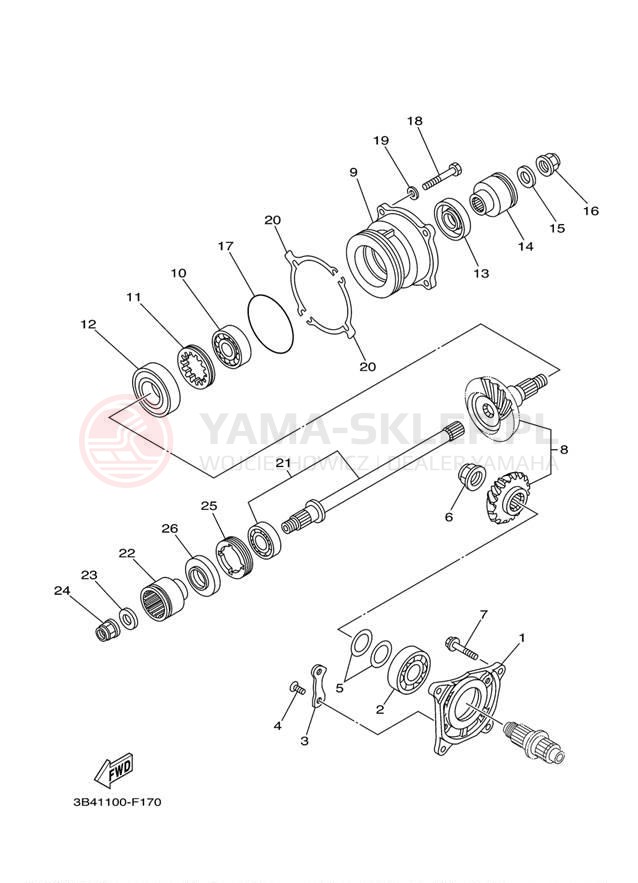Schemat "Przeniesienie napędu" do Yamaha GRIZZLY 700 HUNTER YFM7FGPHW