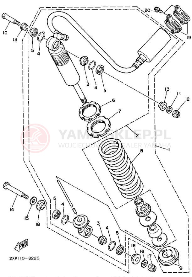Schemat "zawieszenie tył" do Yamaha WARRIOR YFM350XD_M