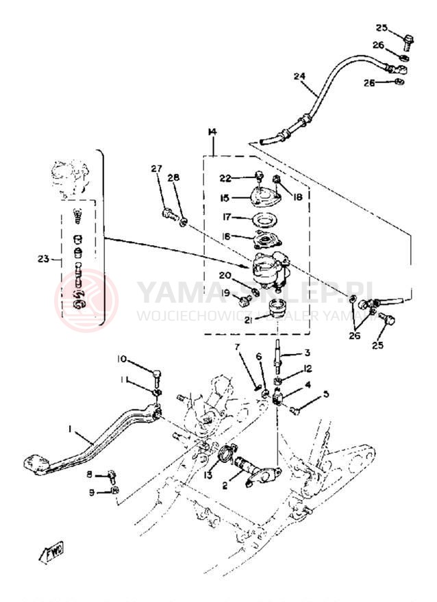 Schemat "Pompa hamulcowa tył" do Yamaha XS850LG