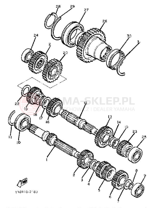 Schemat "Skrzynia biegów " do Yamaha XJ650J