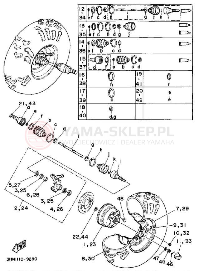 Schemat "Koło przód" do Yamaha BIG BEAR 4WD YFM350FWA