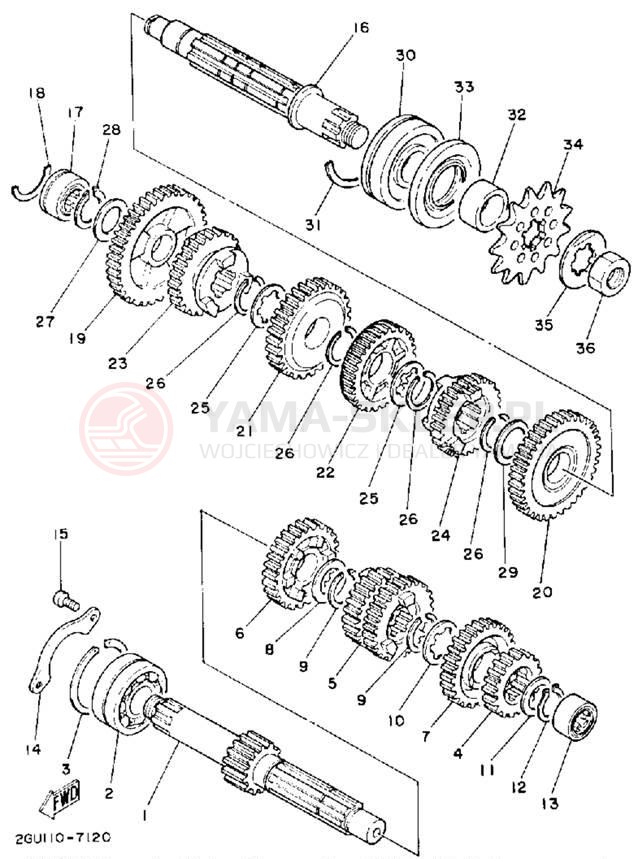 Schemat "Skrzynia biegów " do Yamaha YFZ350D