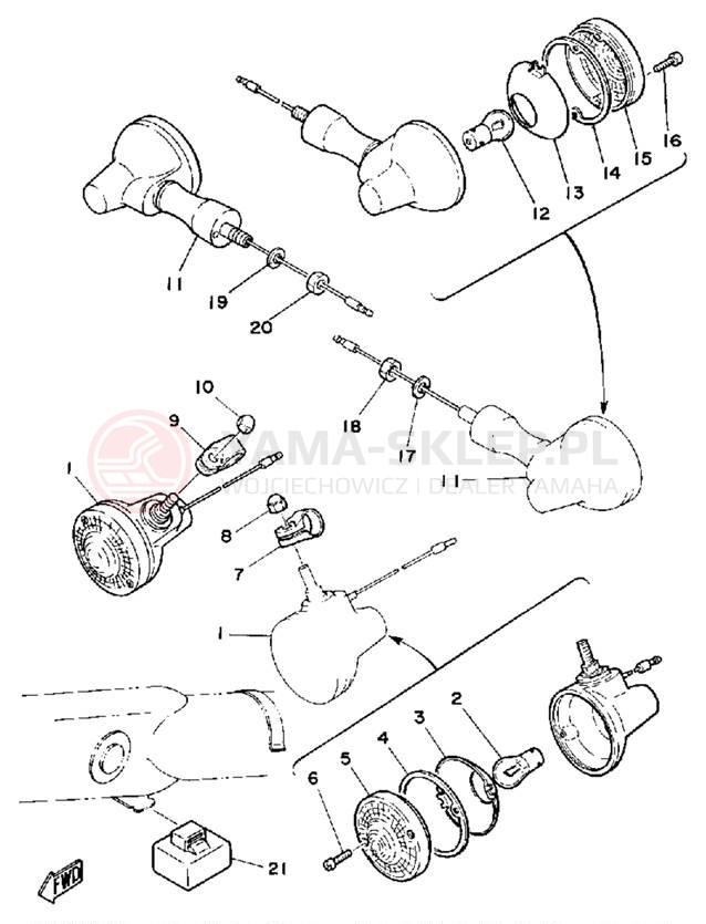 Schemat "kierunkowskazy" do Yamaha DT125G