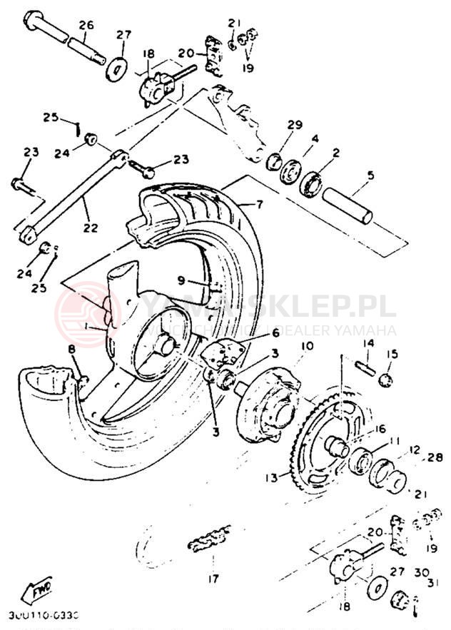 Schemat "Koło tył" do Yamaha FZR600RDC