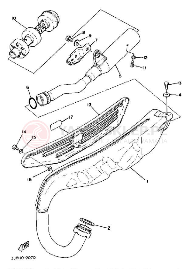 Schemat "Wydech końcowy" do Yamaha DT80H