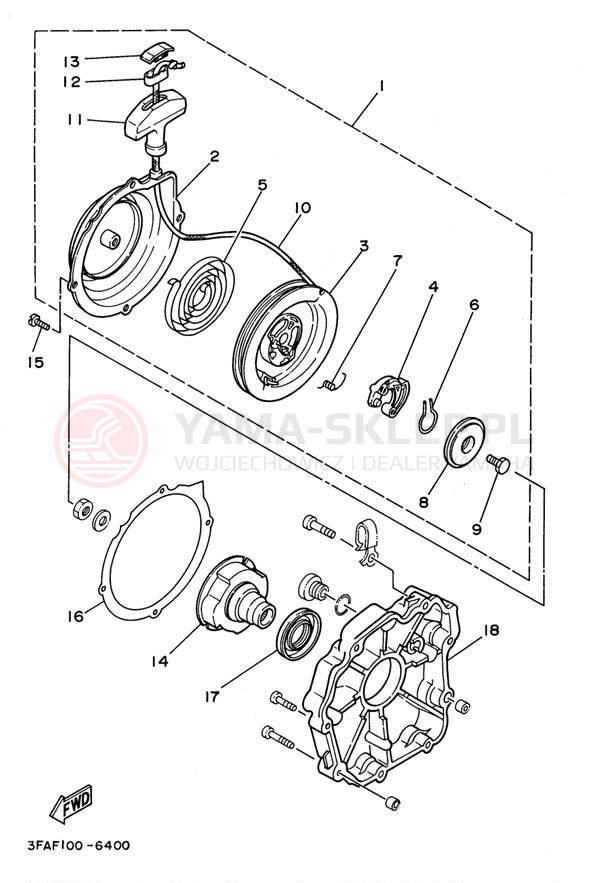 Schemat "Starter ręczny silnika" do Yamaha BREEZE YFA1H