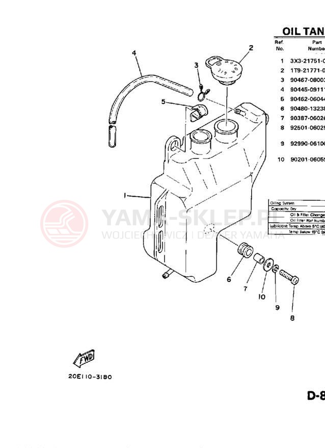 Schemat "Miska olejowa" do Yamaha YT125N