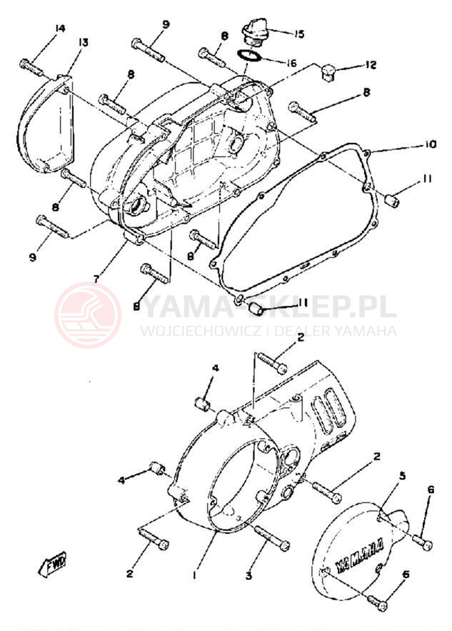 Schemat "Pokrywa silnika" do Yamaha MX80J