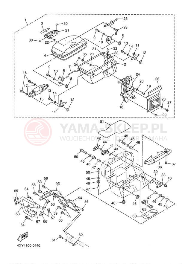 Schemat "Kufry boczne" do Yamaha VENTURE XVZ1300TFN/XVZ1300TFN
