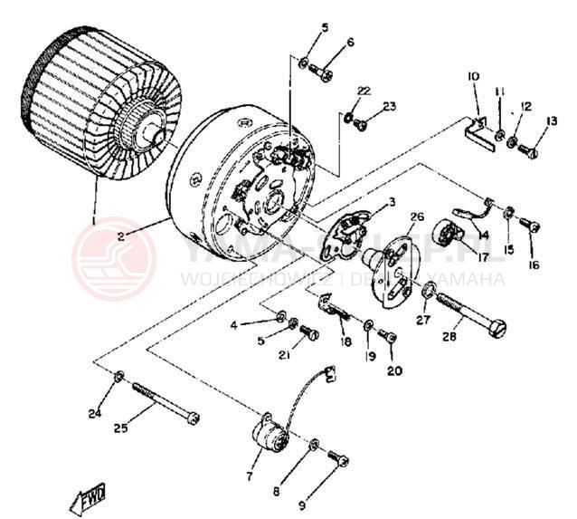 Schemat "prądnica" do Yamaha YG5S