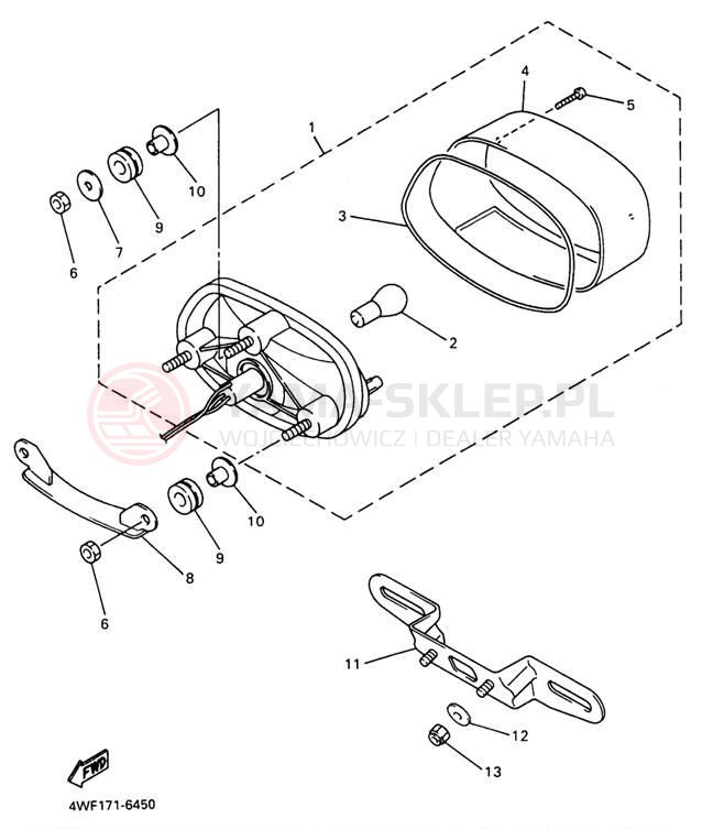 Schemat "lampa tył" do Yamaha YZF600RJC/YZF600RJ