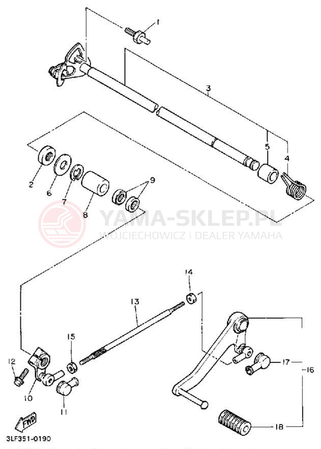 Schemat "Dźwignia zmiany biegów, wałek" do Yamaha FZR1000BC/FZR1000B