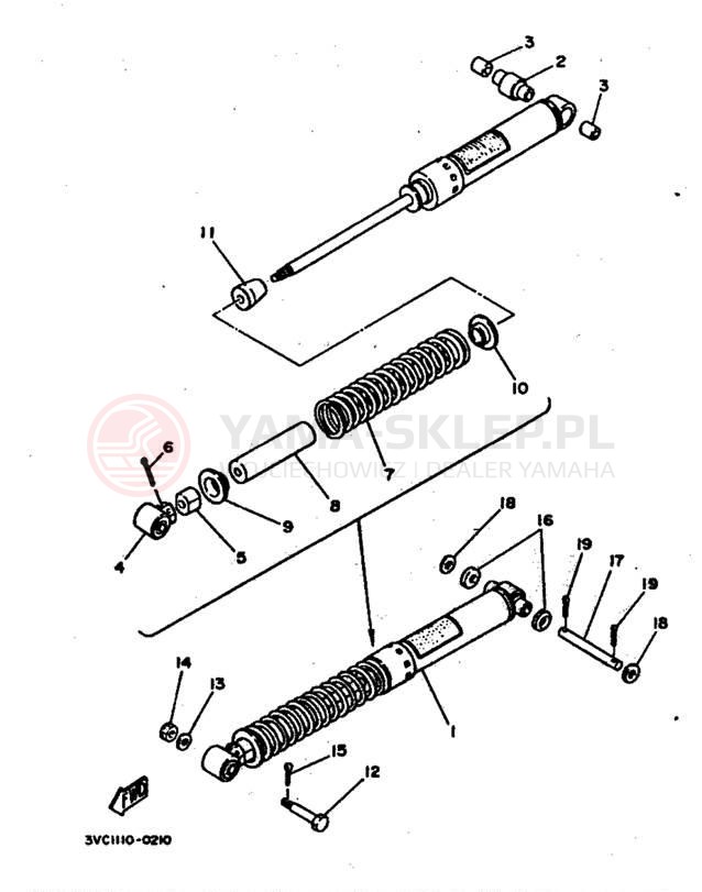 Schemat "zawieszenie tył" do Yamaha RT180G
